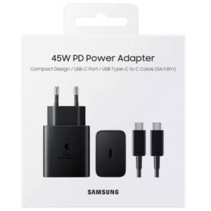 Incarcator Retea Super Fast Charger 45W Samsung, port USB-C, cablu Type-C Type-C detasabil, 5A, Negru, EP-T4511XBEGEU