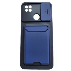 Husă colorată Xiaomi Redmi 10A / 9C Black+Blue Suport Card + Protectie Camera