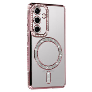 Husă silicon Iphone 13 (6,1") Magsafe Bling Roz