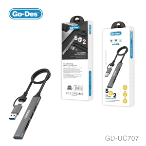 Cablu Adaptor Go-Des GD-UC707 HUB 5 in 2