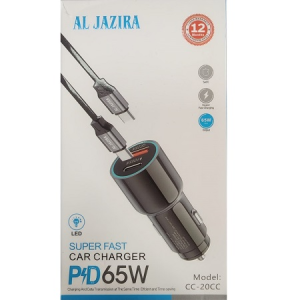 Incarcator Auto USB 25W + USB-C 65W + Cablu Date USB-C - USB-C Al Jazira CC-20CC